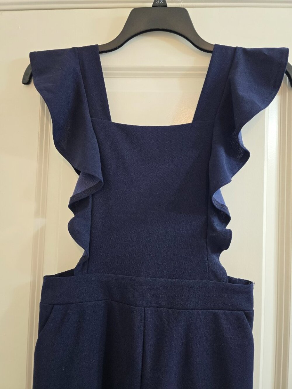 Entro Wide-Leg Pinafore Overalls Jumpsuit - Navy Blue - Picture 2 of 8